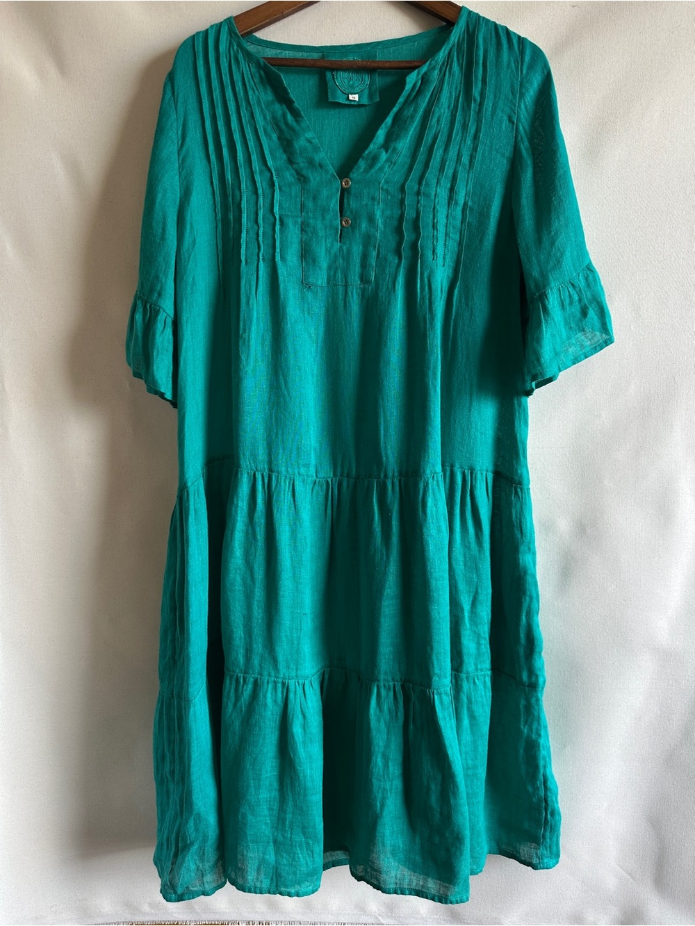 ZYGA 100% Linen Teal Beach Cover-Up Dress